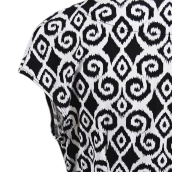 Tommy Bahama Size S/P Dress V-Neck Faux Wrap Black White Geometric Print - Picture 7 of 7